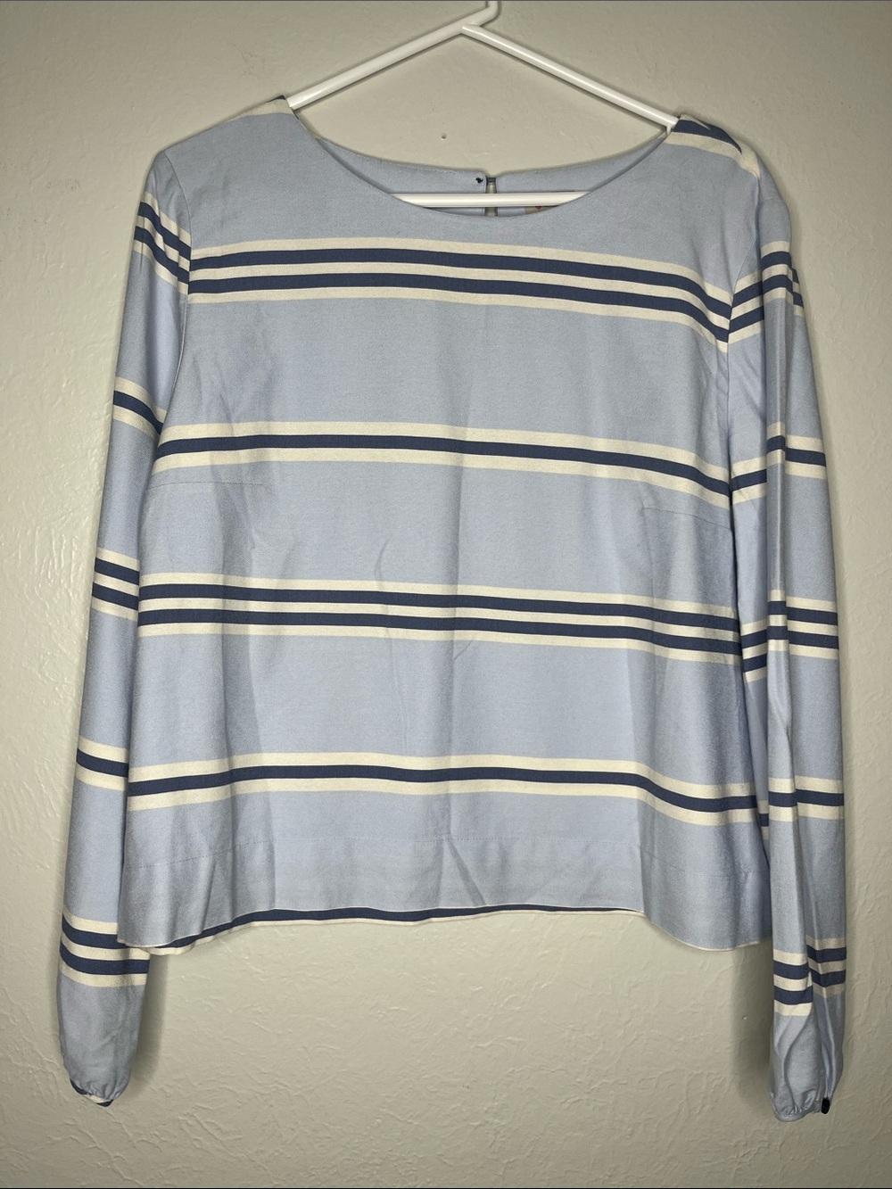 Cremieux Light Blue Striped Blouse - Size L Preppy Nautical